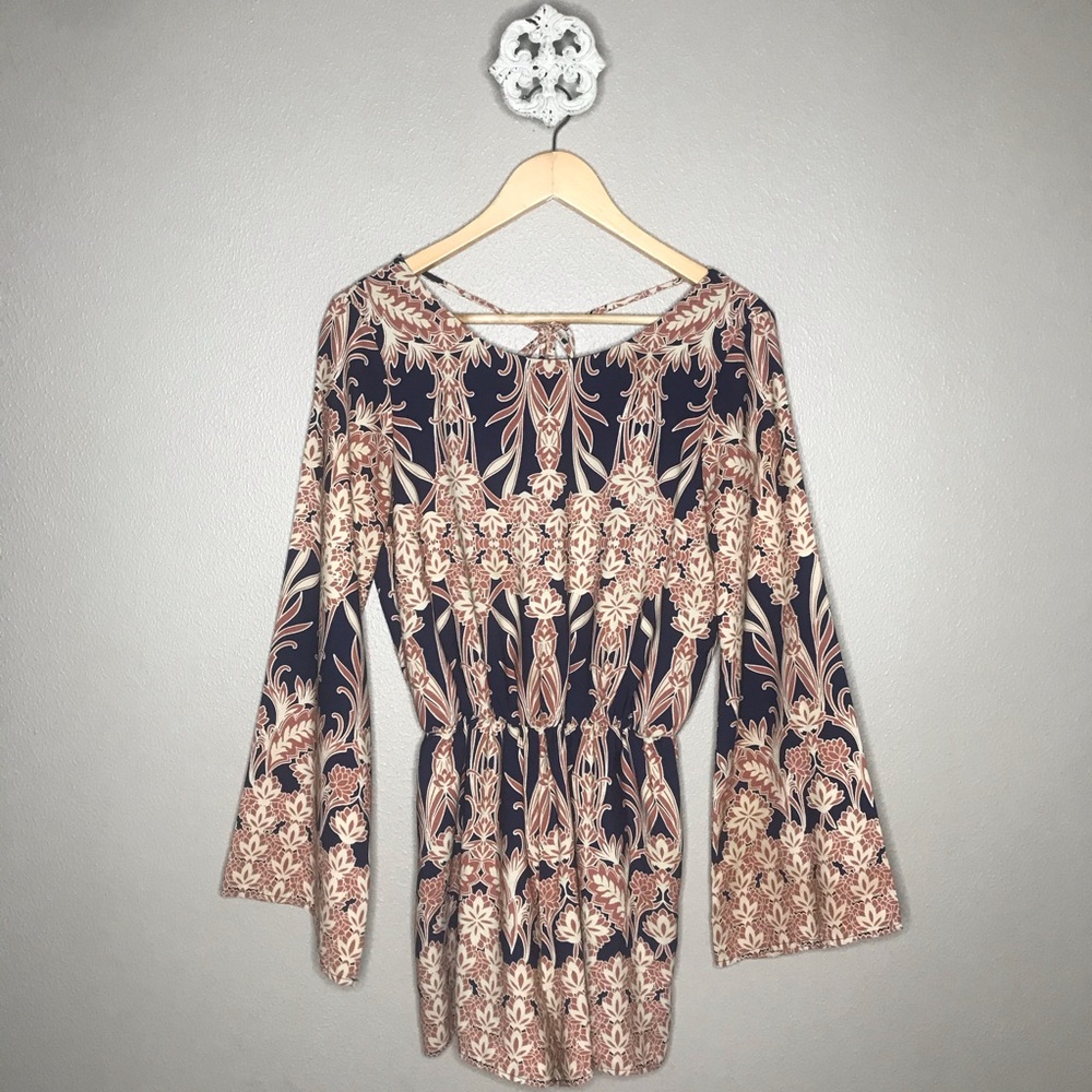 Sage Floral Open-back Romper